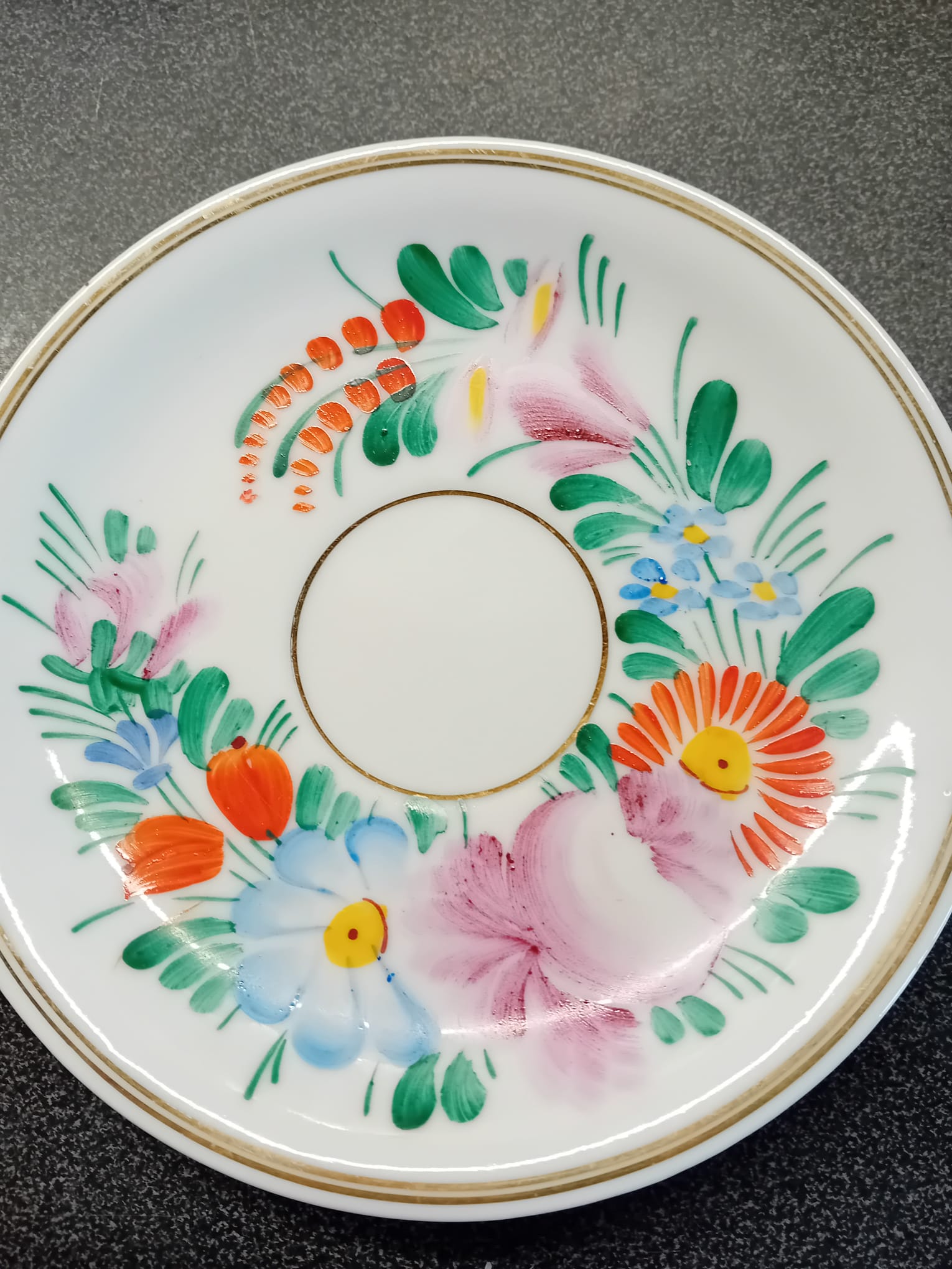 Porcelán s oranžovým květinovým vzorem - náhled 3